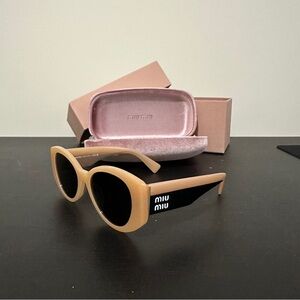 Miu Miu Tan and Black Sunglasses